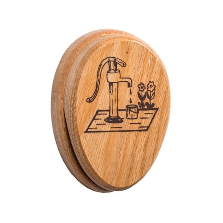 Oak Wood Towel Holder - Decorative Wooden Towel Hook for Kitchen or Bath, Amish Farmhouse Tradition, Water Pump Design