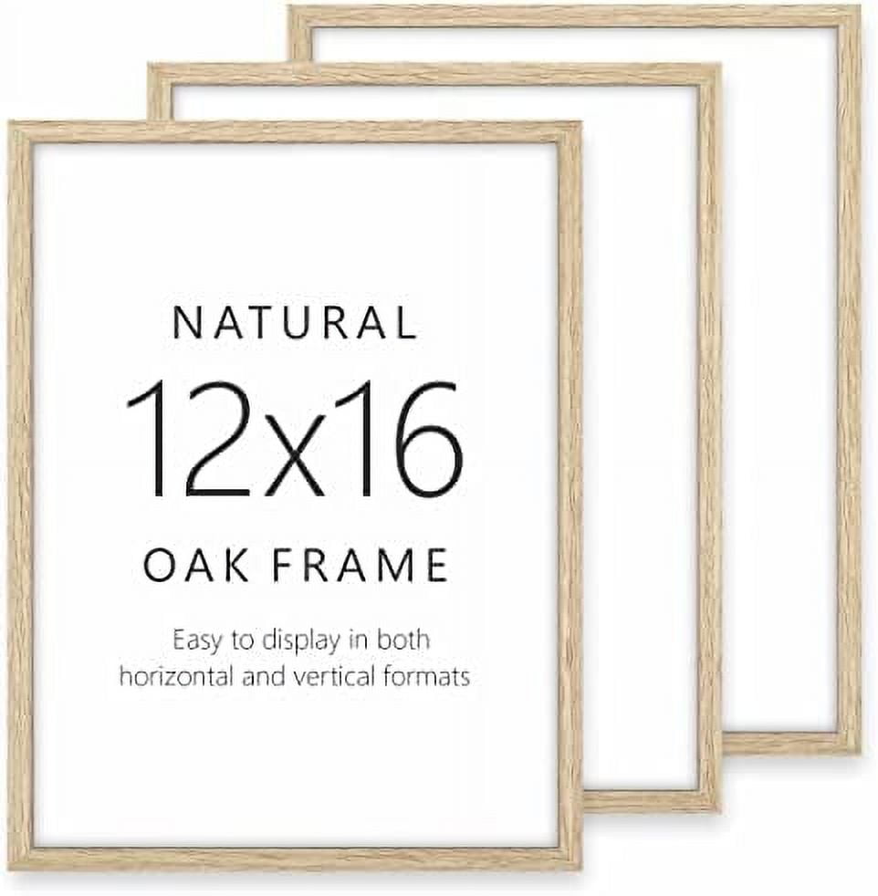 Oak Wood Wall Art Frame Set of 3 12 x 16 Wooden Picture Frame, 12x16 Wall Art Frame, Natural
