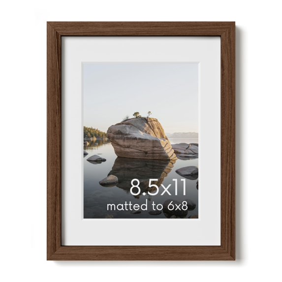 Oak Wood and Glass Single Picture Frame 8.5x11