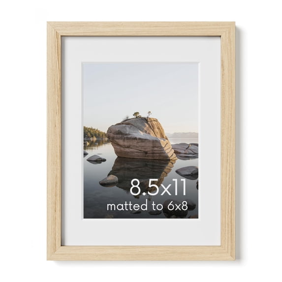 Oak Wood and Glass Single Picture Frame 8.5x11