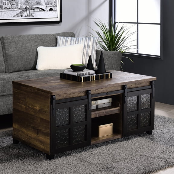 Oak and Metal Construction - Pull - Out Tray for Easy Access - Living Room - Blend Style with Functionality