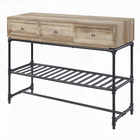 Coffee Table with Oak and Sandy Black Finish - Industrial Rustic & Extra Storage Solution