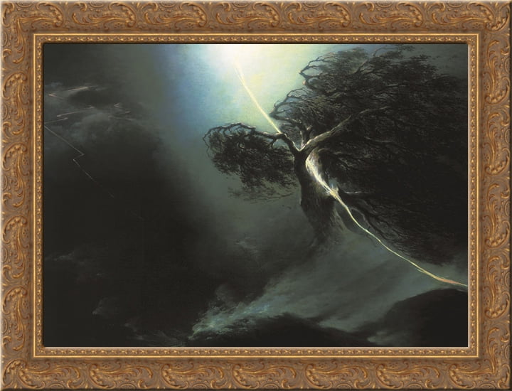 Oak fractured by a lightning. Allegory on the artist's wife death