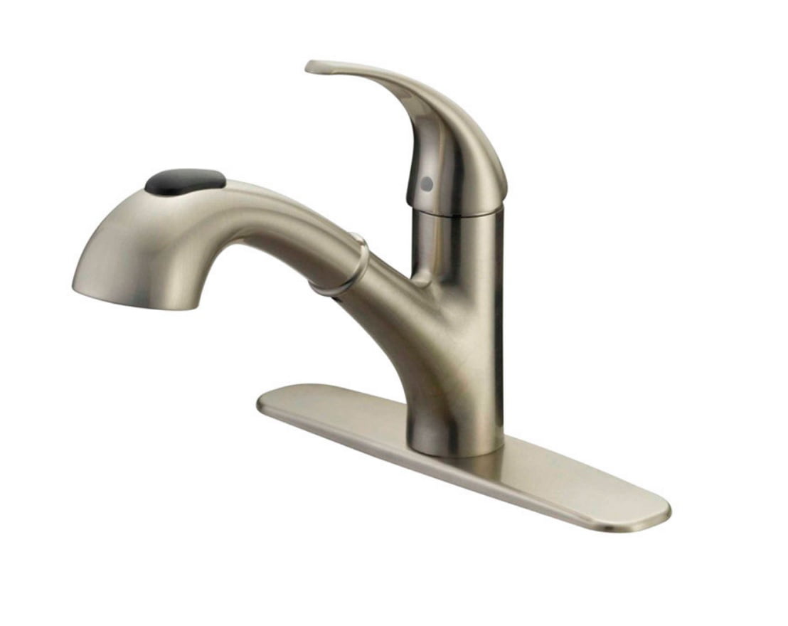 Brushed Nickel Pull-Out Kitchen Faucet with High Arc Spout