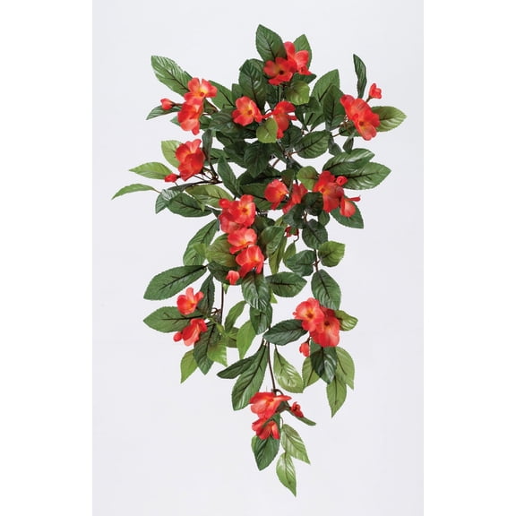 OakRidge Artificial Impatiens Hanging Stem – Orange, 25” Long – Faux Floral Home Décor for Indoor/Outdoor Use