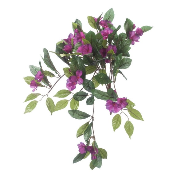OakRidge Artificial Impatiens Hanging Stem – Purple, 25” Long – Faux Floral Home Décor for Indoor/Outdoor Use