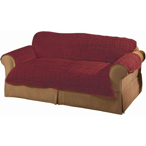 OakRidge Bradley Sherpa Sofa Protector - Slipcover Burgandy