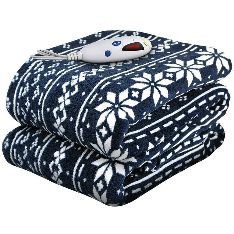 Free Shipping OakRidge Micro Plush Heated Throw Blanket by Biddeford 6 Heat Settings Snowflake 50 x 62 Walmart Walmart