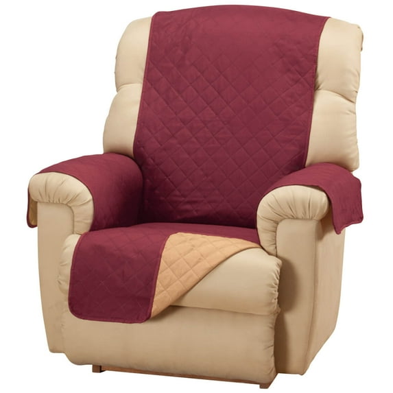 OakRidge Microfiber Reversible Recliner Cover, Polyester, 23” Wide, Machine Washable, Burgundy/Tan