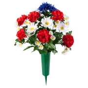 OakRidge Patriotic Memorial Bouquet, Silk Floral Indoor/Outdoor D cor, 21  High