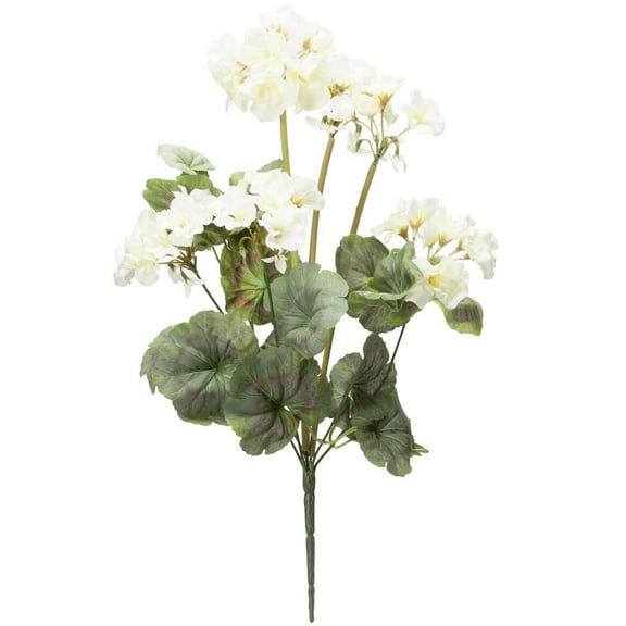 OakRidge Silk Geranium Bush – Artificial Flowers Outdoor Décor – Cream, 19” Long