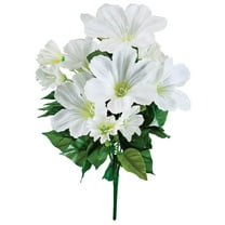 OakRidge Silk Petunia Bush – Artificial Flowers Outdoor Décor – White, 15” High