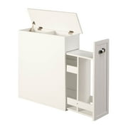 OakRidge Slim Bathroom Storage Cabinet with Slide-Out Shelf & Hinged Lid, 7-In. Wide, White