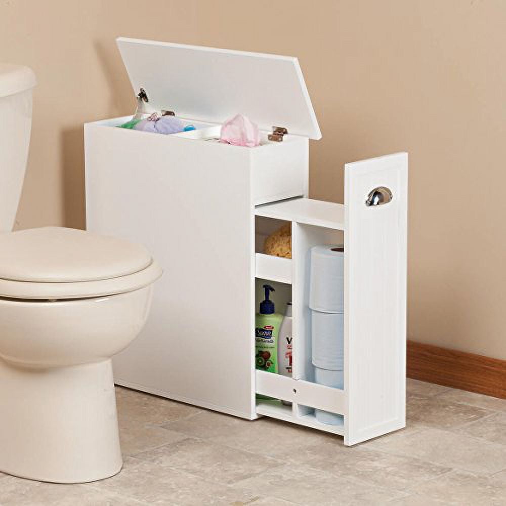 OakRidge Slim Bathroom Storage with SlideOut Shelf & Hinged