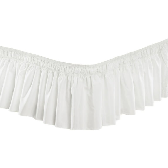OakRidge Wrap Around Ruffled Bed Skirt, Easy On/Easy Off, 14” Length, Queen, White