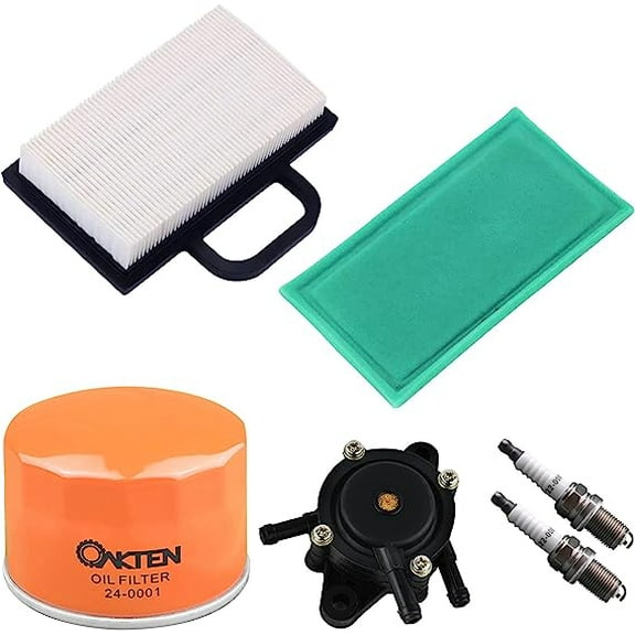 OakTen Air Filter Oil Filter Spark Plug Fuel Pump Pack with B-S 499486 492932 for John Deere L111