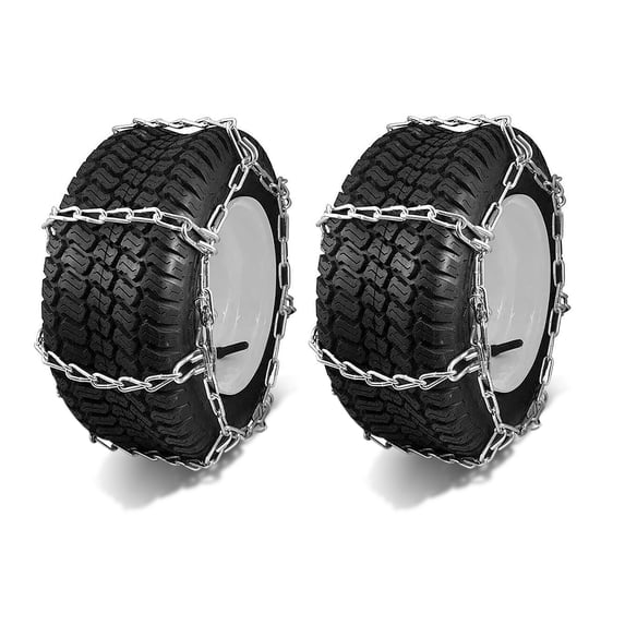 OakTen Set of 2 23x9.5x12 Tire Chains for Lawn Garden Tractors Mowers and Rider, 4-Link Lawn Tractors Tire Chains