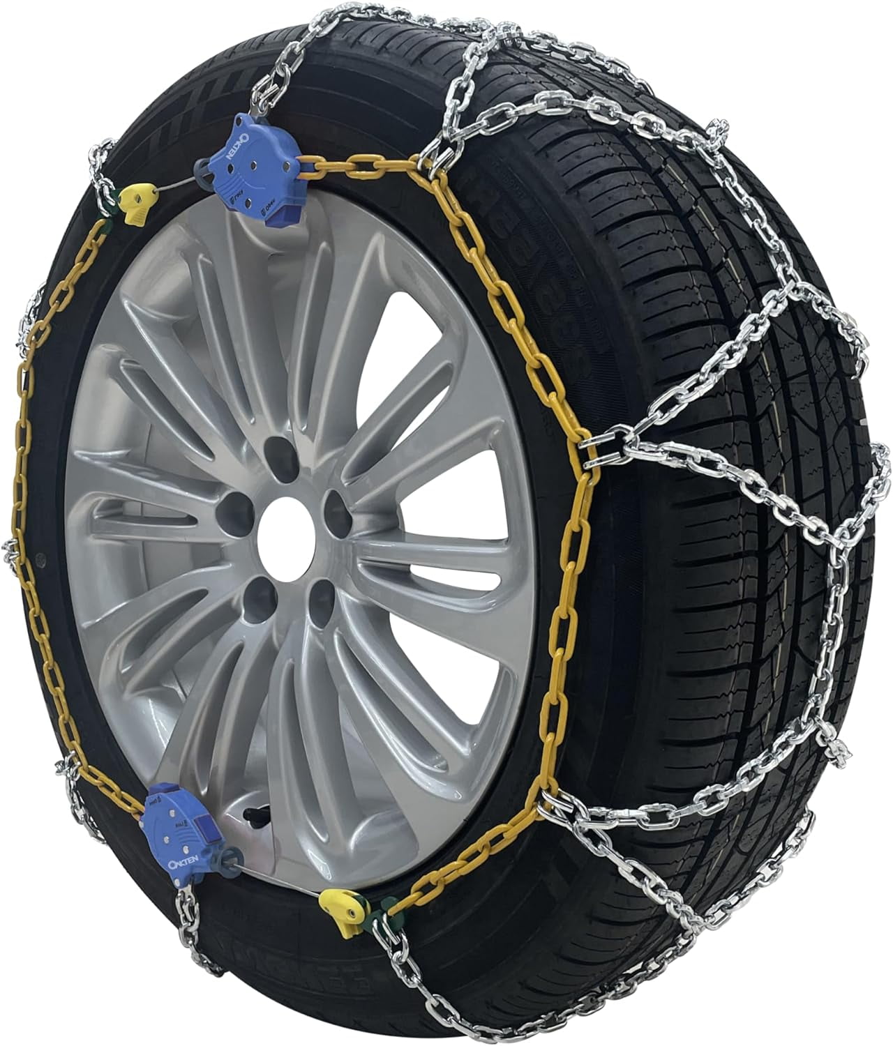 OakTen Set of 2 Passenger Car Snow Chains with Tensioner fits Tire Size