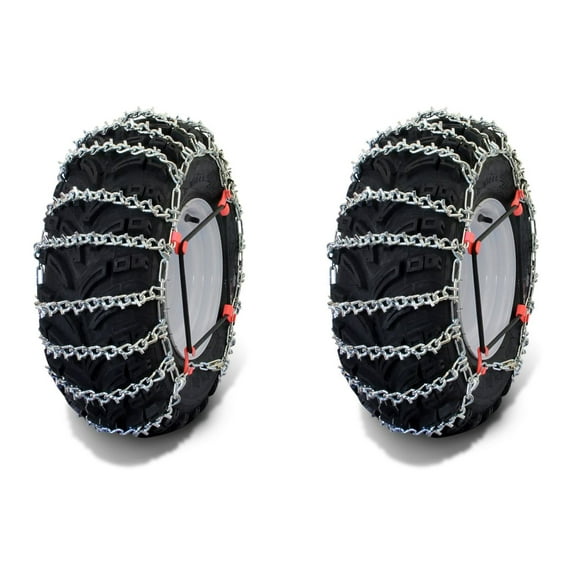 OakTen Set of 2 Tire Chains with Tensioners for ATV UTV, Ladder Alloy 2-Link spacing, for Tire Size 21x10x12
