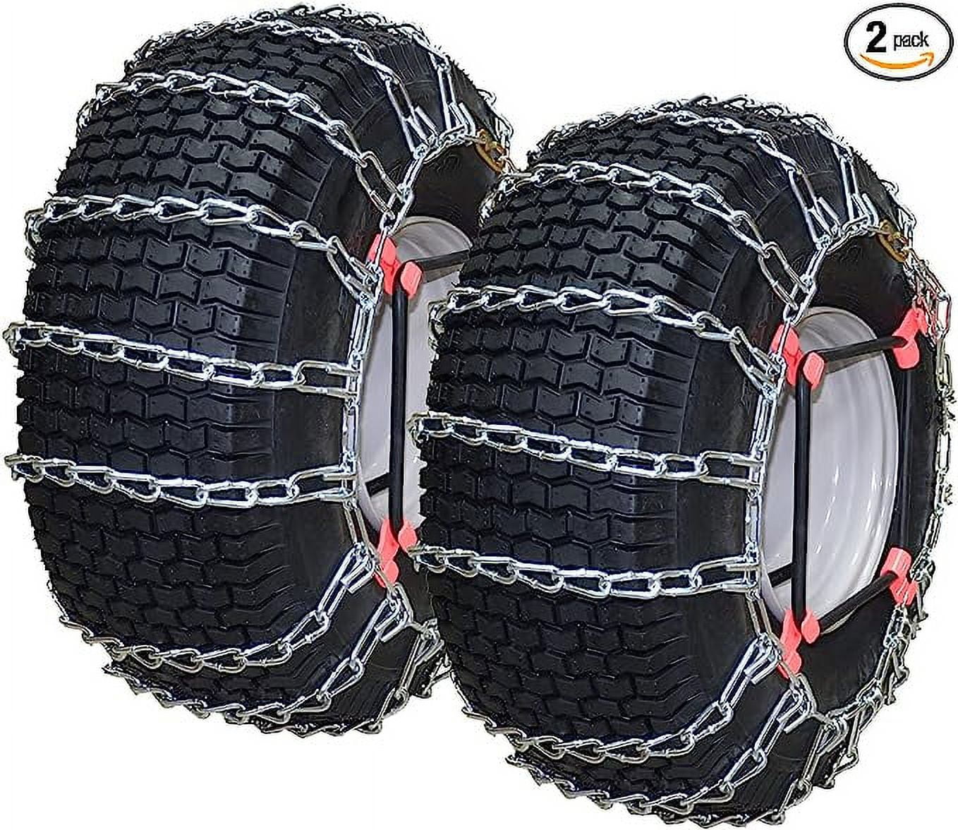 OakTen Zinc-Plated Alloy Steel Tire Chains with Tensioners for Lawn & Garden Tractors