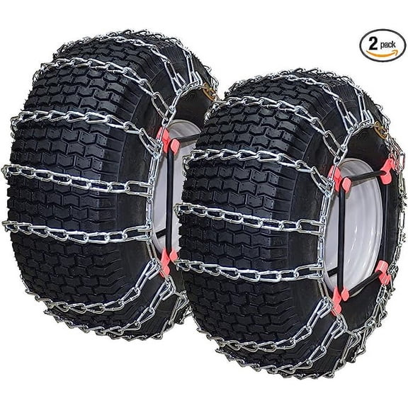 OakTen Set of 2 Tire Chains with tensioner for Lawn Tractors Mowers,for Tire Size 23x9.5x12