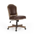 thumbnail image 1 of Oakes French Country Upholstered Swivel Office Chair, Dark Brown and Natural, 1 of 9
