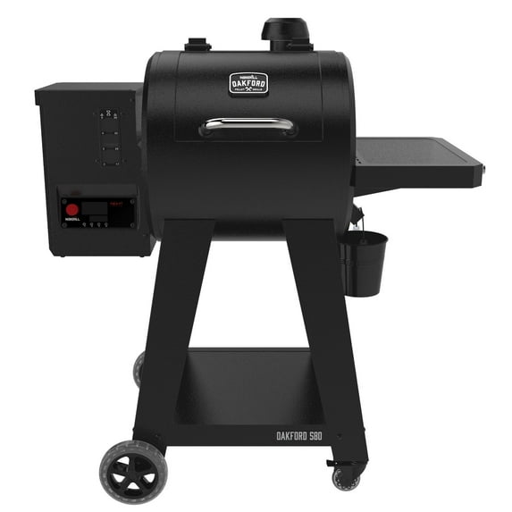 Oakford Premium 20" Wi-fi Wood Pellet Grill with Side Shelf, 581 SQ In Cooking Area, Cast Iron Grates, I-Site View Indicator, Heavy Duty Pellet Smoker Grill with Bluetooth Connectivity - 910-05001