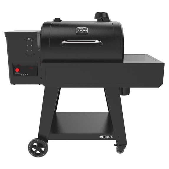 Oakford Premium 27" Wi-fi Wood Pellet Grill with Side Shelf, 791 SQ In Cast Iron Grates, Heavy Duty Pellet Smoker Grill with Bluetooth Connectivity for Smoking, Grilling, Braising and More - 910-0500
