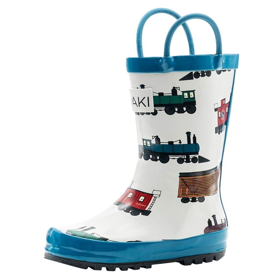 Oaki Kids Waterproof Rubber Rain Boots with Easy-On Handles