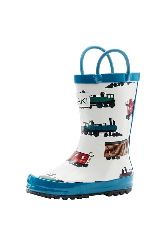 Kids Waterproof Rubber Rain Boots with Easy-On Handles