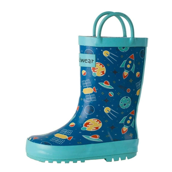 Oaki Kids Waterproof Rubber Rain Boots with Easy-On Handles
