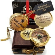 OakiWay Gods Path Compass for Men and Boys - Religious Gift, Baptism Gift for Teenage Boys, Keepsake with Wooden Box, Greeting Card, and Inspirational Compass   Unique Collectible - Psalm 328