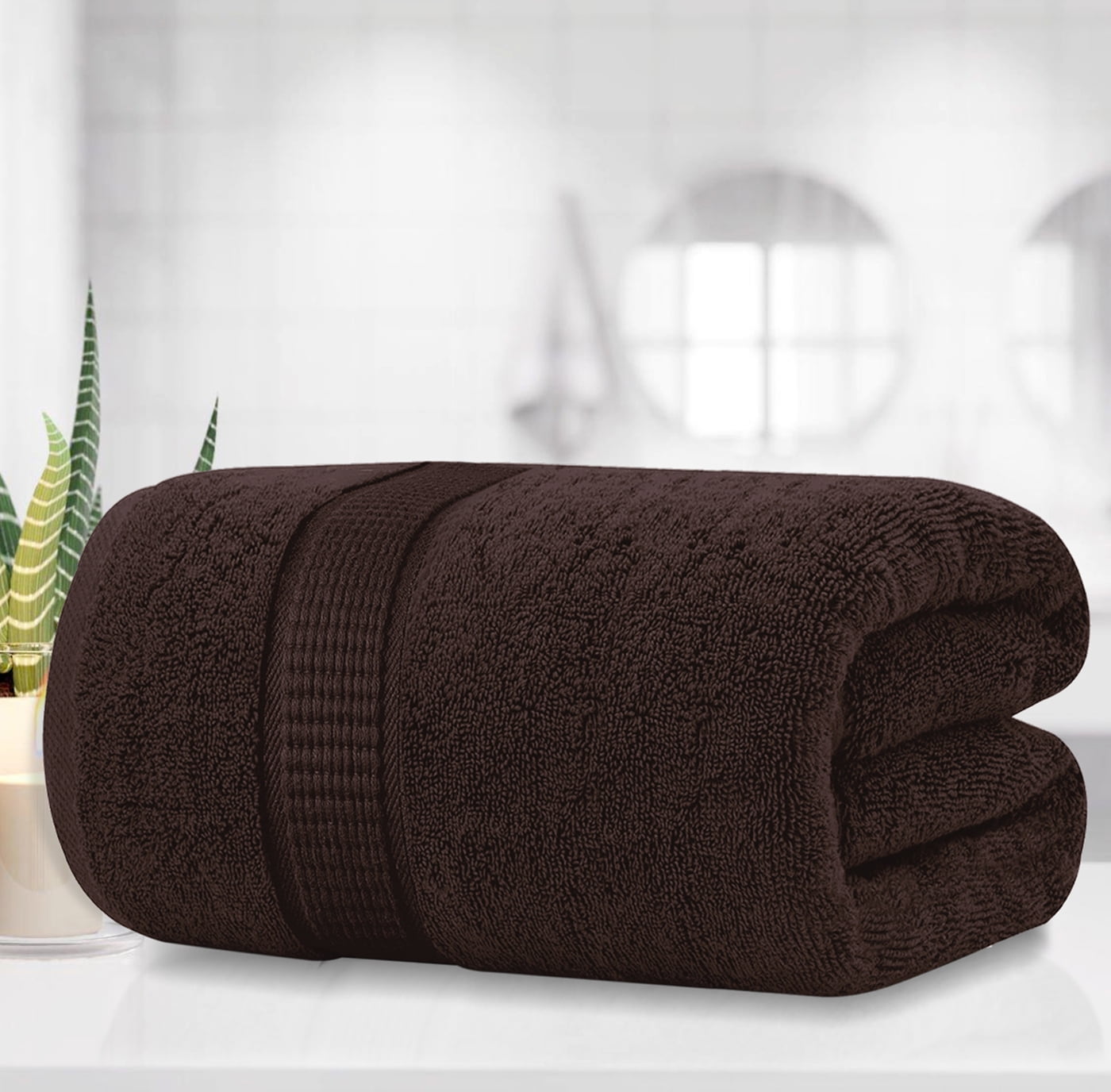 Oakias 1 Pack Luxury Bath Sheets Brown 35 x 70 Inches Highly Absorbent & Soft 600 GSM Extra