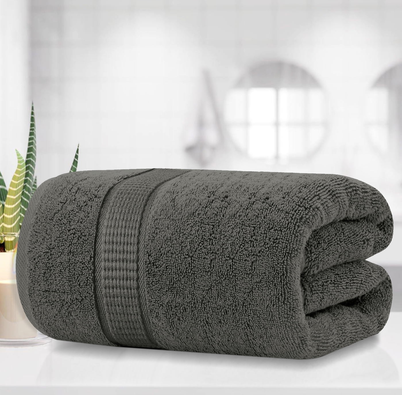 Luxury Bath Sheet Towels Extra Large, 35x70 Inch, 2 Pack, Grey Highly  Absorbent