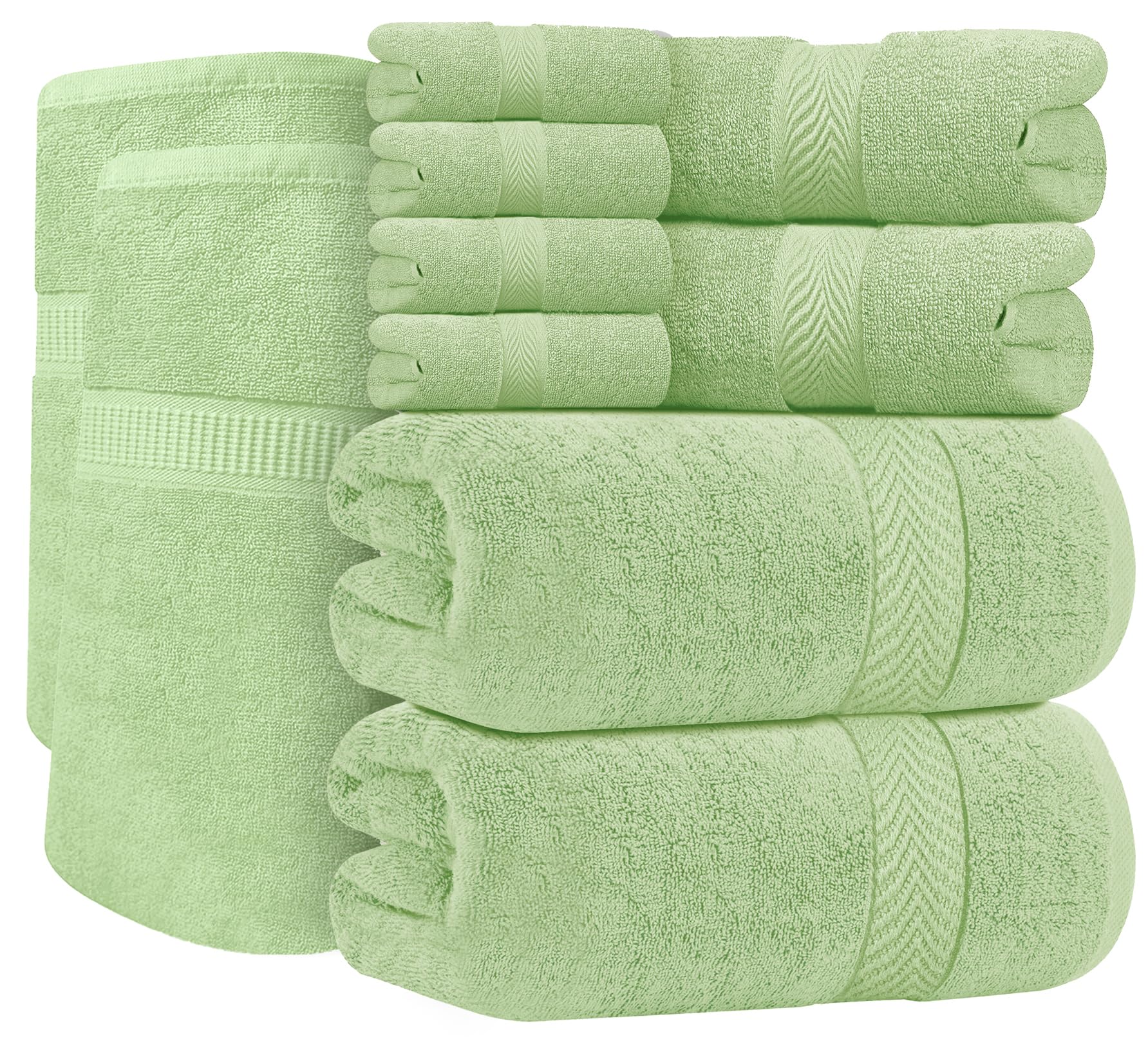 Oakias 10 Piece Green Towel Set 600 GSM 2 Bath Sheets (35 x 70