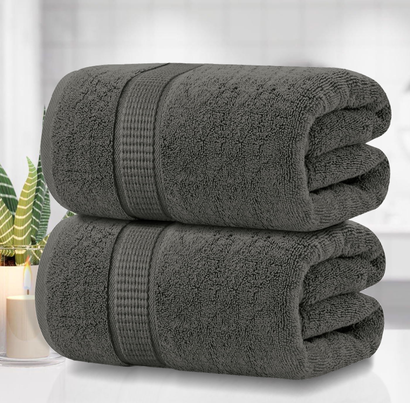 CHINO Grey Bath Towels Set, 2 Oversized Large Towels/2 Hand Towels/4  Washcloths,600 GSM Towel Bathroom Sets, Quick Dry Towel Soft Absorbent  Shower