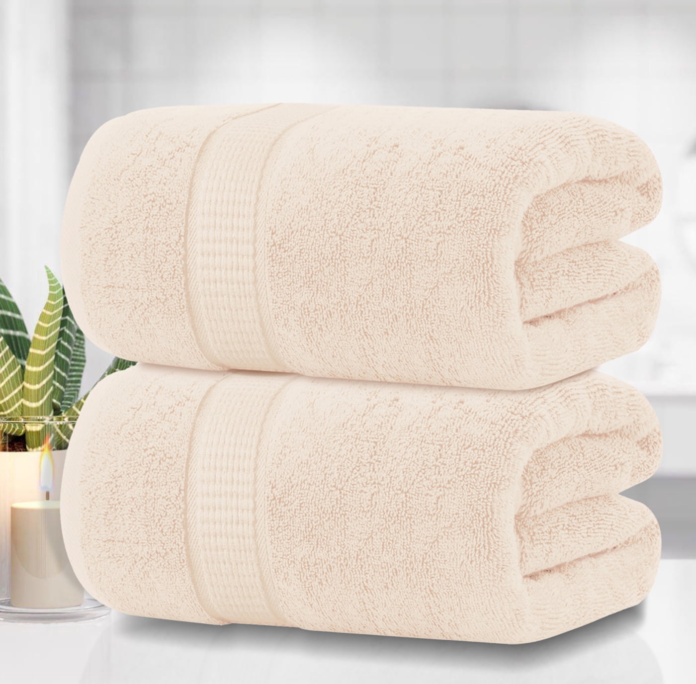 Oakias 2 Pack Luxury Bath Sheets Sea Salt 35 x 70 Inches Highly Absorbent & Soft 600 GSM