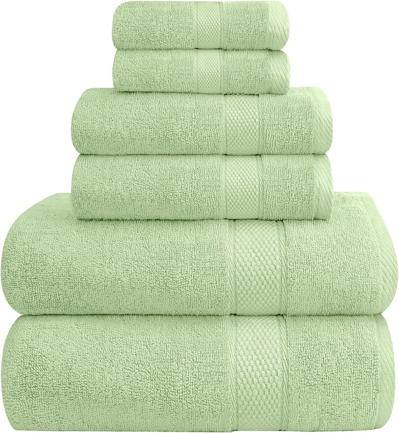 Oakias 6 Piece Green Towel Set 600 GSM 2 Bath Towels, 2 Hand Towels