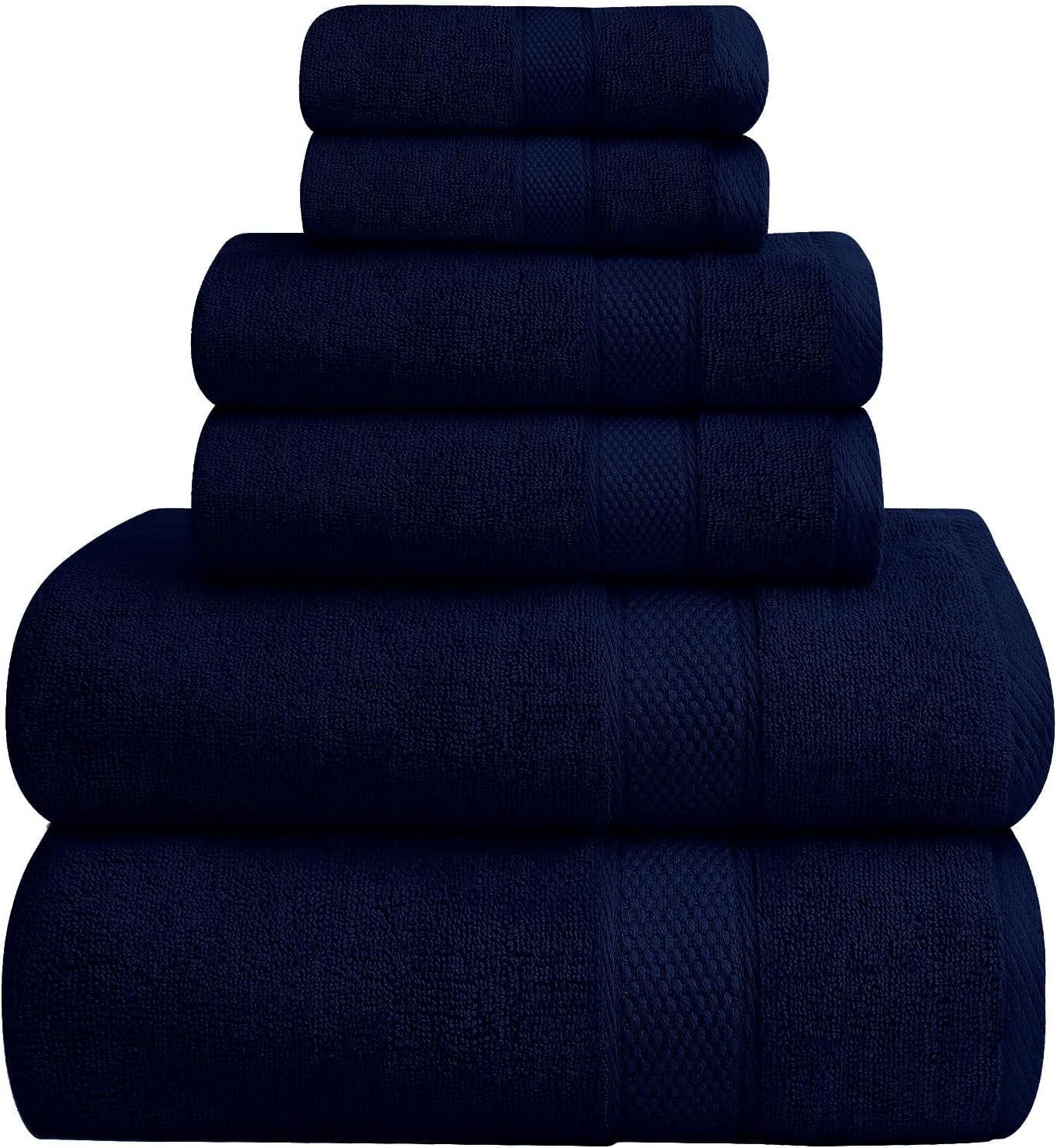 Oakias Premium Towel Set 600 GSM 6 Piece Navy 100 Ring Spun Cotton