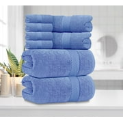 Oakias 8 Piece Blue Towel Set – 2 Bath Towels, 2 Hand Towels, & 2 Washcloths – 600 GSM Quality