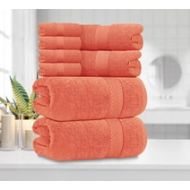 Oakias 8 Piece Coral Towel Set – 2 Bath Towels, 2 Hand Towels, & 2 Washcloths – 600 GSM Quality