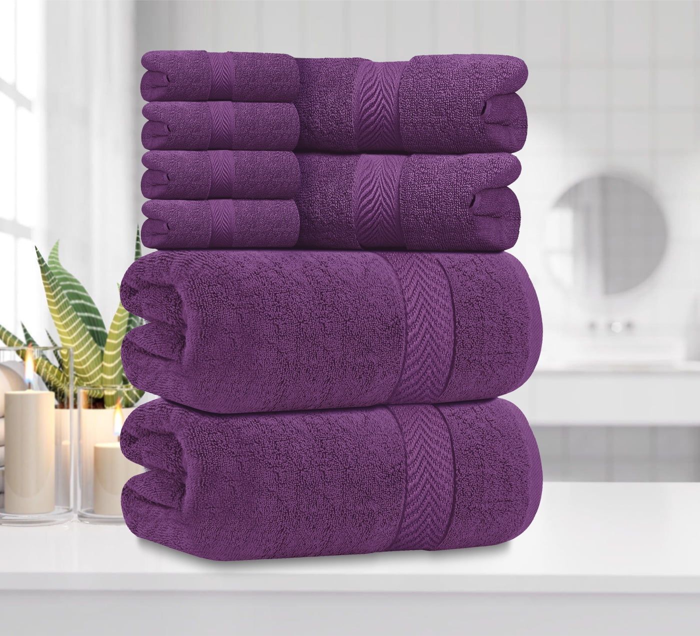 Homes Perception Luxury 8 Pack Towel Set | 100% Cotton Towel | 600 GSM 2  Bath Towels, 2 Hand Towels 4 Washcloths Perfect Bathroom Towels Set, Highly