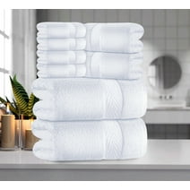 Oakias 8 Piece White Towel Set – 2 Bath Towels, 2 Hand Towels, & 2 Washcloths – 600 GSM Quality