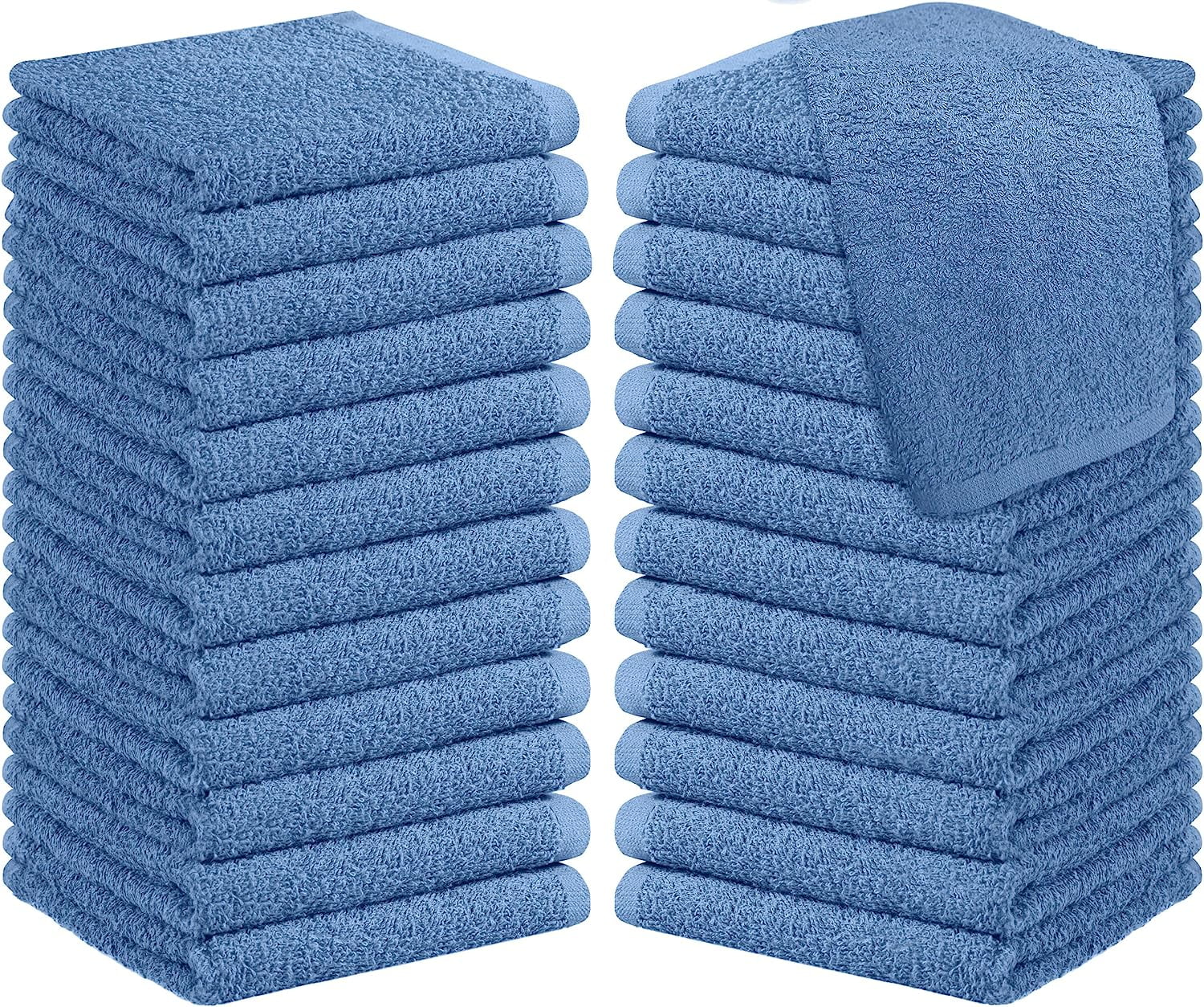Oakias Blue Washcloths 24 Pack Cotton Face Towels 12 by 12 Inches Multipurpose, Soft