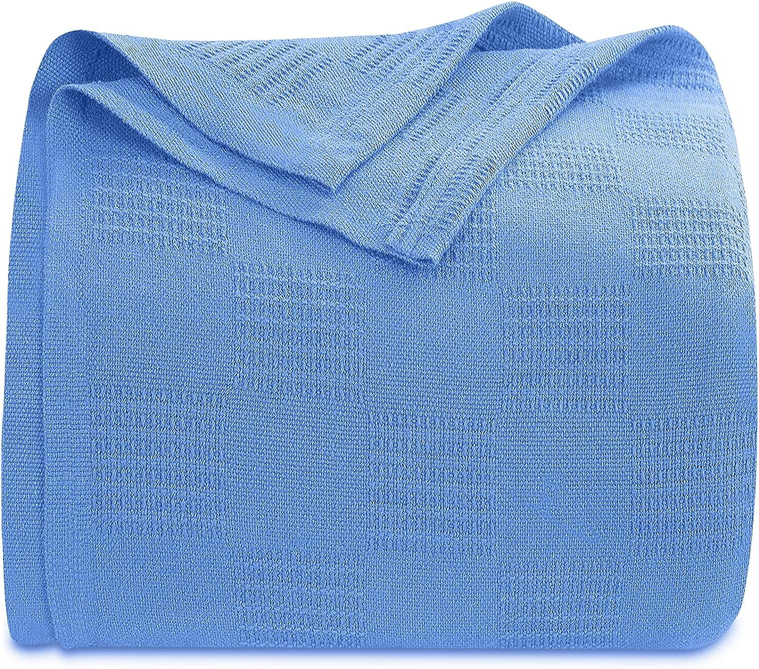 Oakias Cotton Blanket King Vista Blue 350 GSM Thermal Blanket 90 x