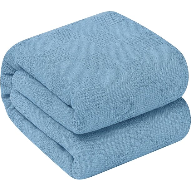 Oakias Cotton Blanket King Wedgewood 350 GSM Thermal Blanket 90 x 108 Inches Soft and