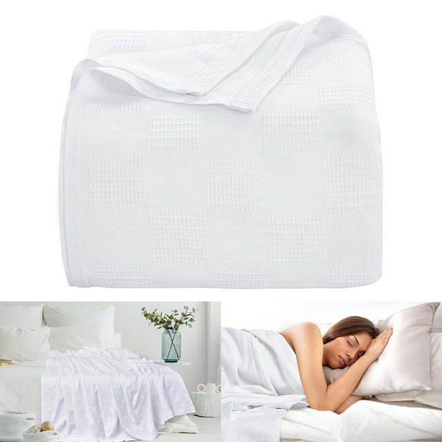 Oakias Cotton Blanket King White 350 GSM Thermal Blanket 90 x 108