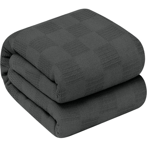 Oakias Cotton Blanket Twin Grey – 350 GSM Thermal Blanket – 90 x 72 Inches – Soft and Breathable – Perfect for Covering Any Bed