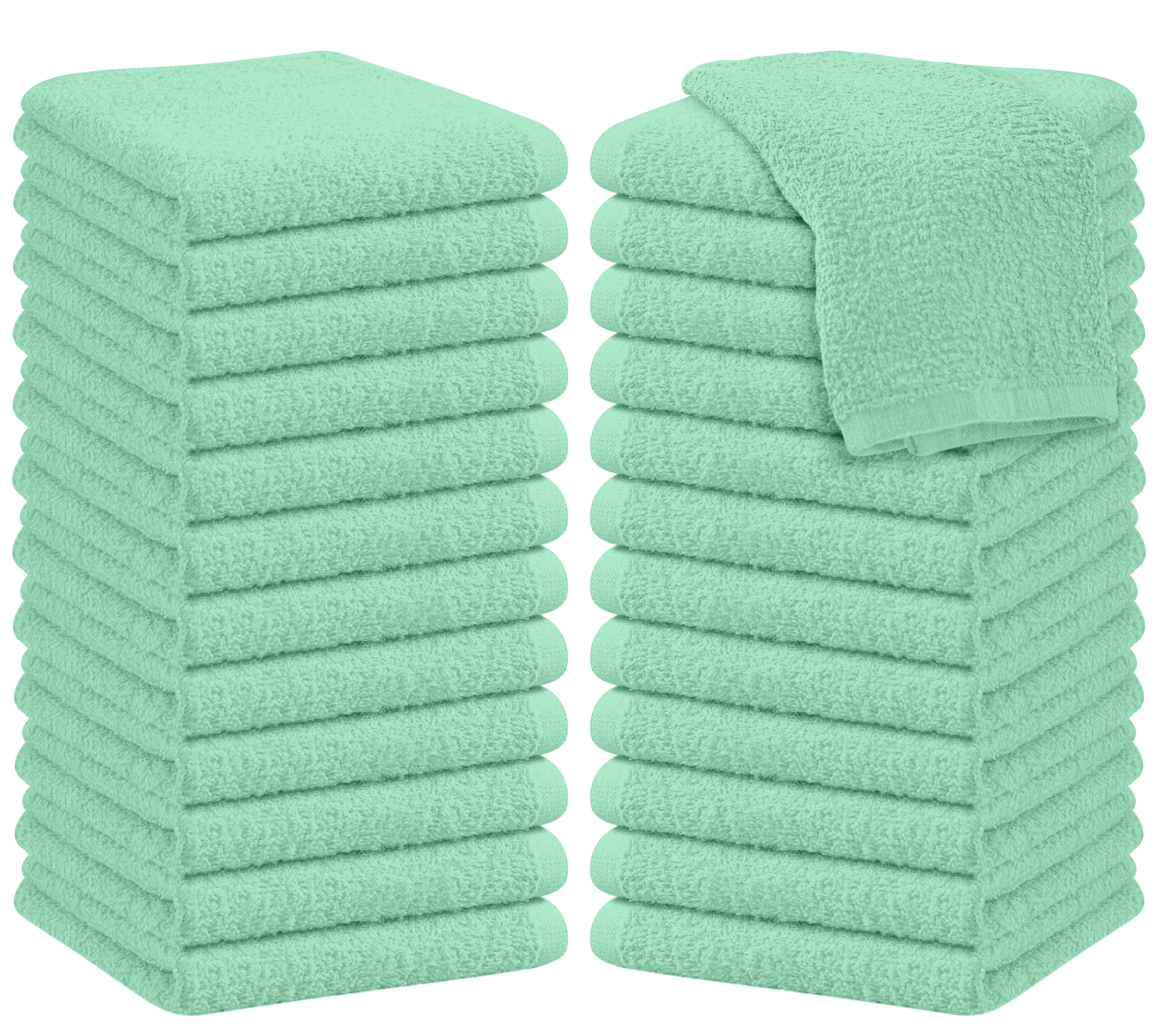 Oakias Green Washcloths 24 Pack Cotton Face Towels 12 by 12 Inches Multipurpose, Soft