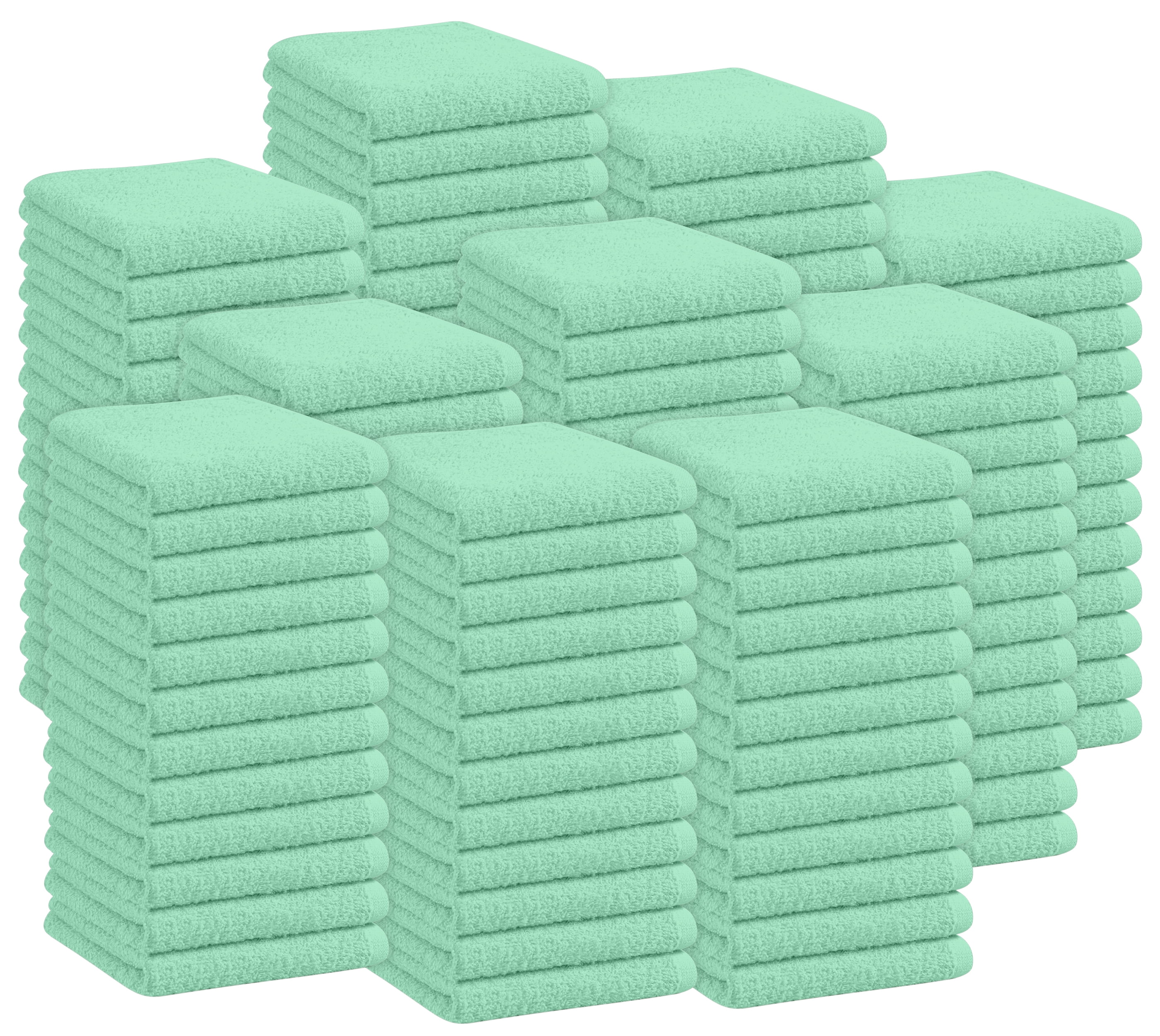 Oakias Green Washcloths 360 Bulk Pack Cotton Face Towels 12 by 12